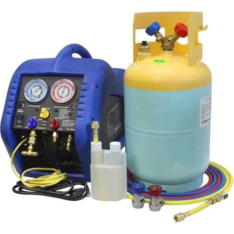 Automotive A/C Recovery System – SAE J2810 Certified, 30 lb Tank, Oil-Less Compressor, Automatic Low-Pressure Operation.