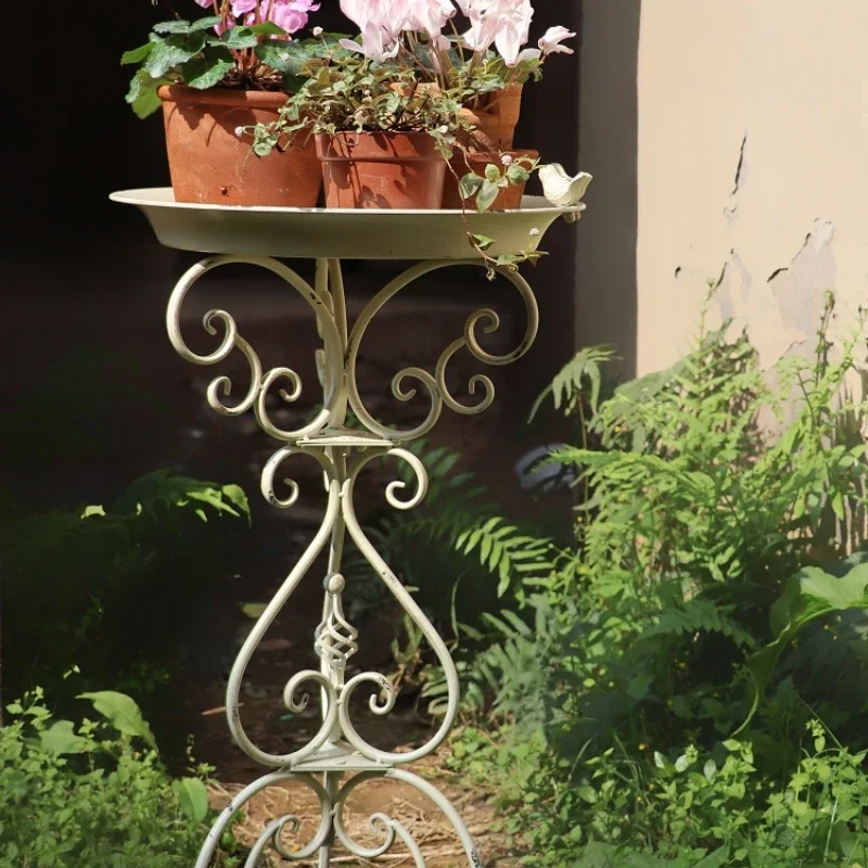 Iron Flower Stand High Foot Courtyard Outdoor Balcony Flower Garden Groceries Feeder Decoration Outdoor