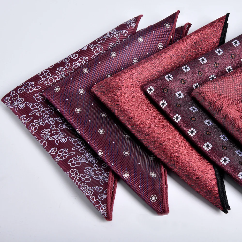 Burgundy Stripe Pocket Squares for Men, Foldable Suit Hanky, New Wedding Groom Formal Dress Accessory Daily Business Decor