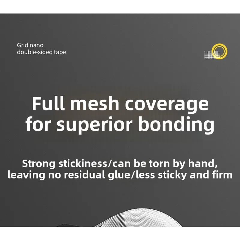 Nano ruban adhésif Double face en maille haute viscosité, Nano ruban acrylique Transparent sans trace pour le bureau et la maison