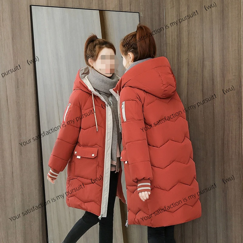 Ropa acolchada para mujer, versión coreana mediana y larga, abrigo de invierno holgado, chaqueta acolchada gruesa, ropa de pan