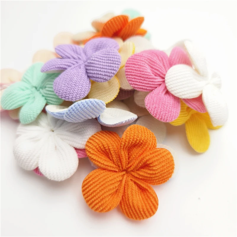 20Pcs 5CM Fabric Flower Applique For DIY Handmade Hair Clip Hat Crafts Patches Decor Ornament Clothing Accessories