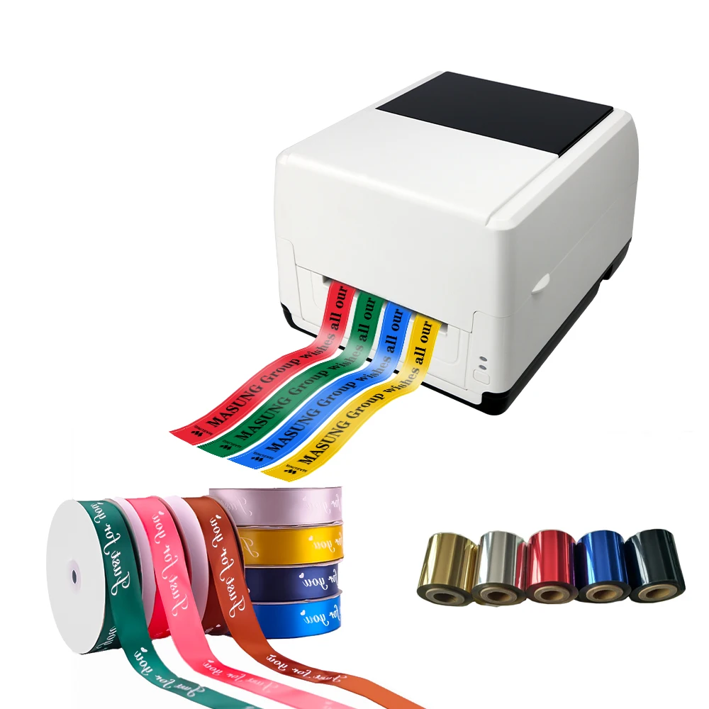 

203DPI Thermal Transfer Ribbon Printer Print on Various Ribbons for Gifts & Tags with Integrated Cutter