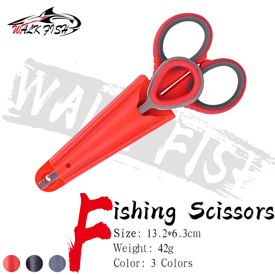 WALK FISH Multi-function Fishing Scissors Cutter Clipper Nipper Hook Fishing Line Scissor Braid Line Cutter Hook Remover Tackle
