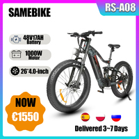 SAMEBIKE RS-A08 Electric Bicycle1000W High Speed Motor 48V17AH Battery Mountain E Bike 26*4.0 Inch Fat Tire Snow Electric Bike