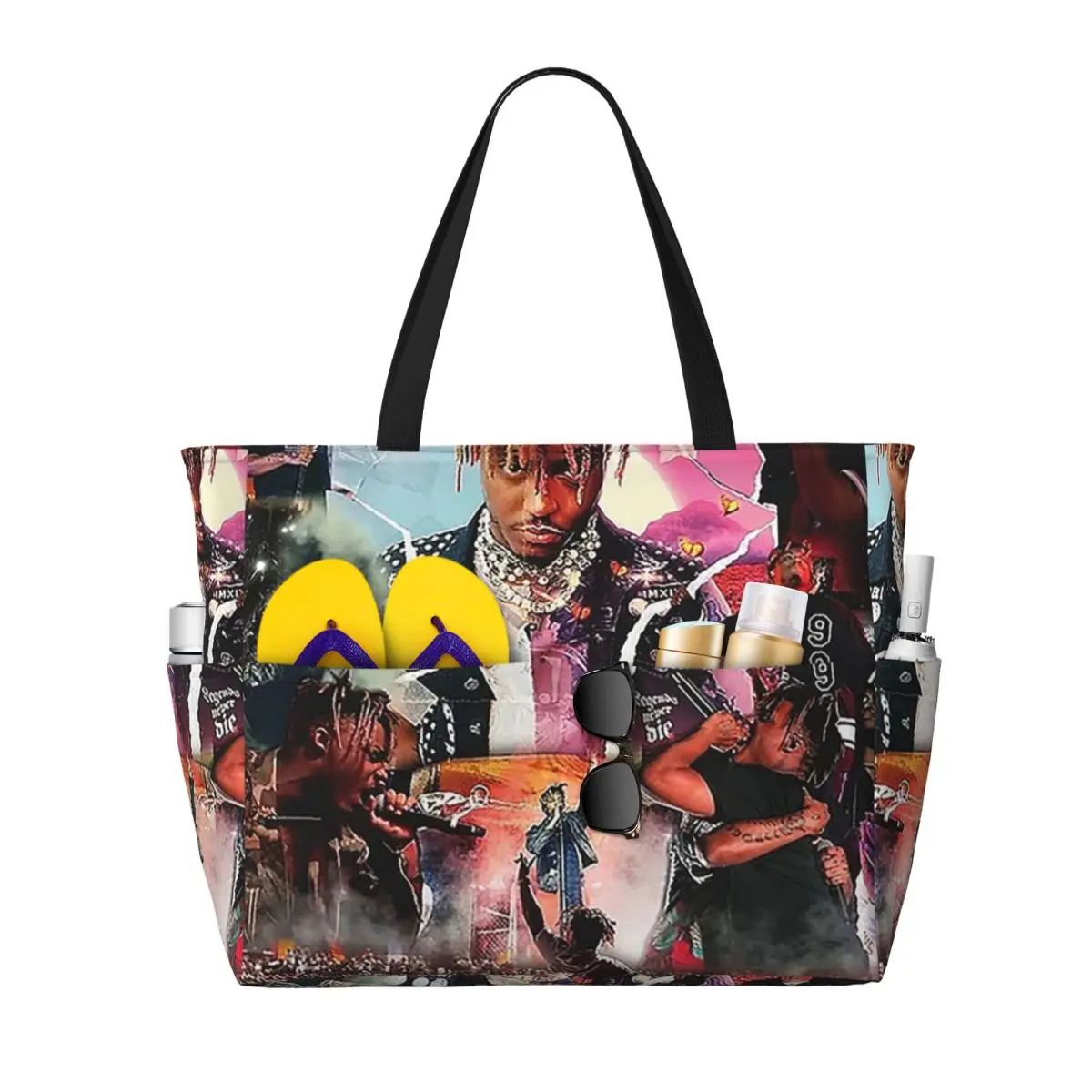 Concert Juice Wrld Beach Tote Bag Sport Gym Yoga Duffle Large Tote Bag Women Travel Bag Fitness bag