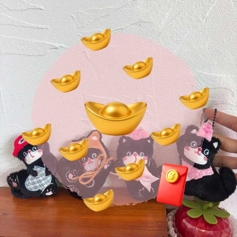 

Kawaii Cartoon Bow Siamese Cat Plush Pendant Keychain Cute Animal Kitty Plush Backpack Decoration Pendant Accessories Gift