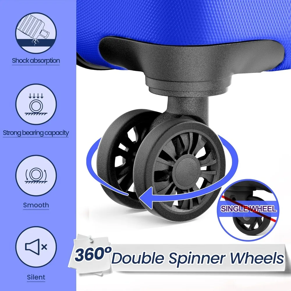 Juego de maletas de 3 piezas con carcasa dura de ABS liviana con 4 ruedas giratorias, cerradura TSA, juego de maletas de viaje para 20