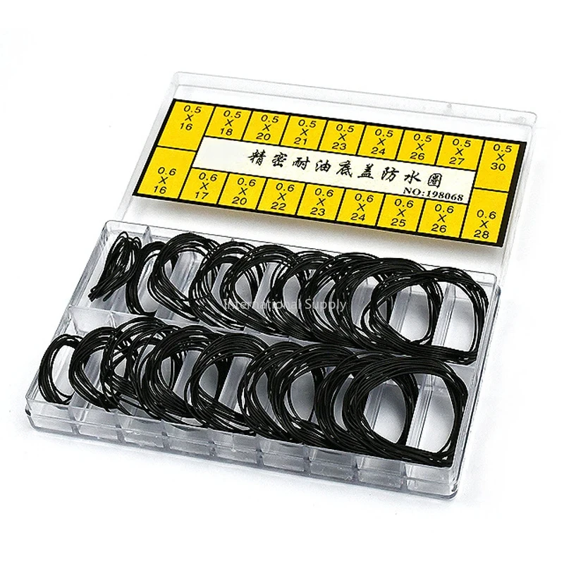 200Pcs Watch Back Case Rubber Waterproof O-Ring Gasket Repair Tools for Watchmaker Thickness 0.5Mm/0.6Mm High End Boxed