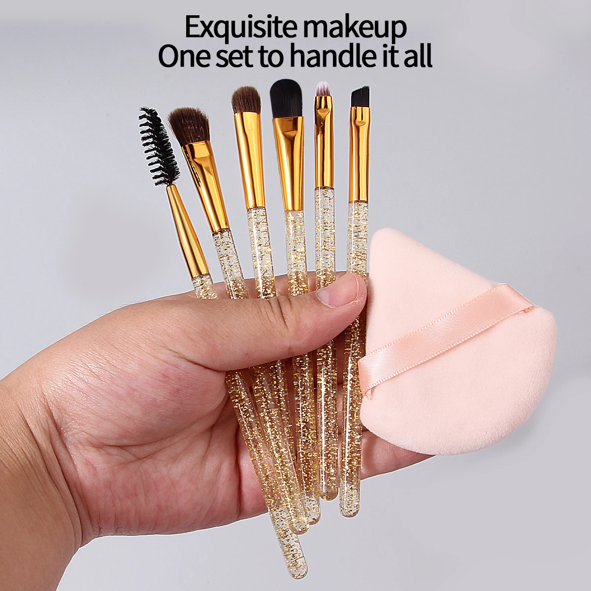 7pcs flash powder makeup brush eye details brush eye shadow brush eyelash brush wet dry sponge powder puff beauty tool