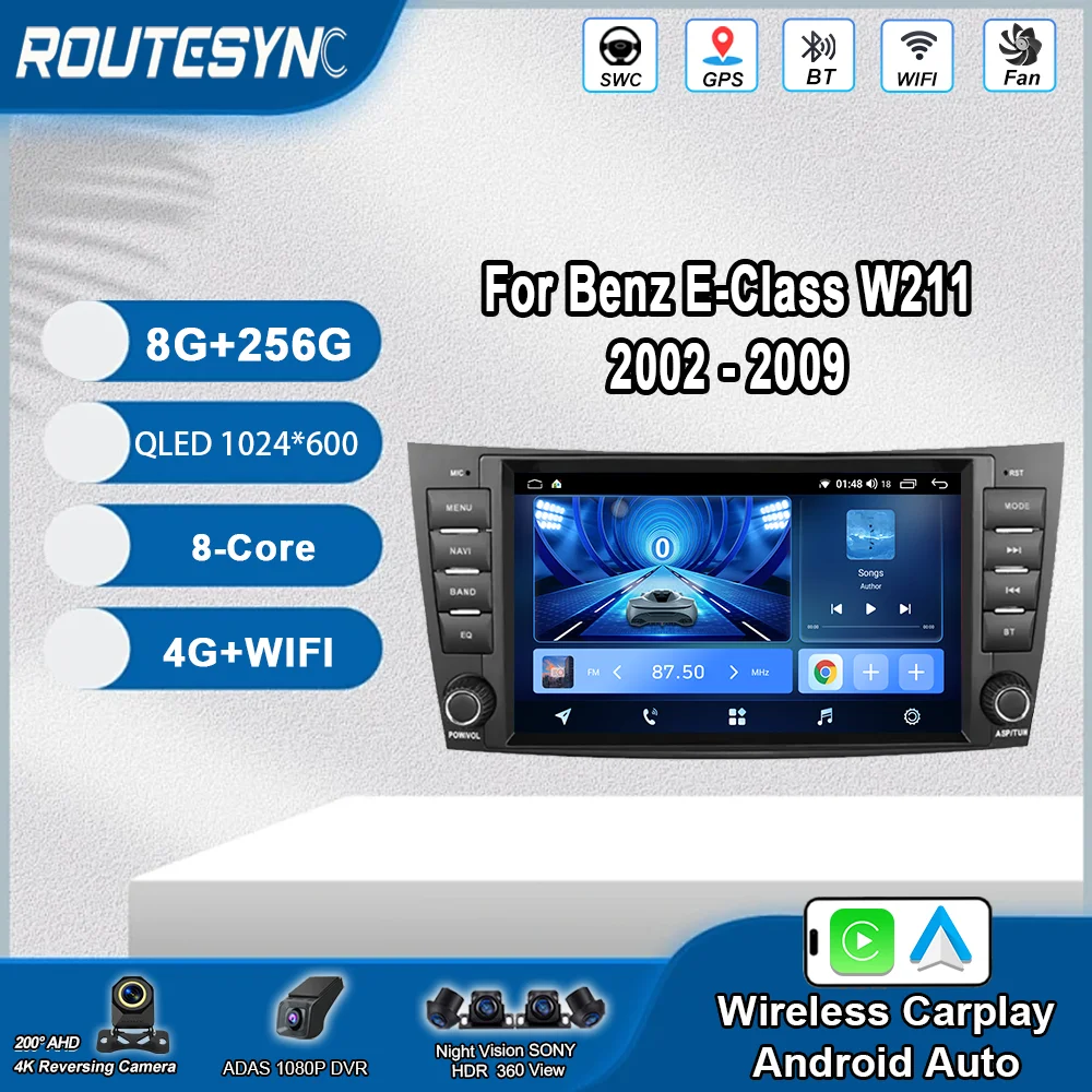 

7-дюймовый Android для Benz E-Class W211 2002-2009 Автомобильный мультимедийный видеоплеер Радио Стерео GPS-навигация Bluetooth WIFI NO 2Din