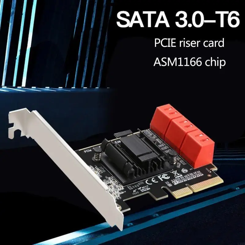 

LX0B 6 PORT PCIE CARD PCIE TO 3 Controller 6 Гбит / с SSD CARD для ПК