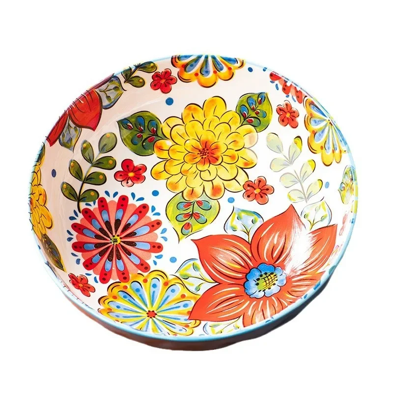 Large bowl Bohemian tableware Boiled fish bowl Ceramic sauerkraut fish Large bowl Soup Household soup 10 inches 4