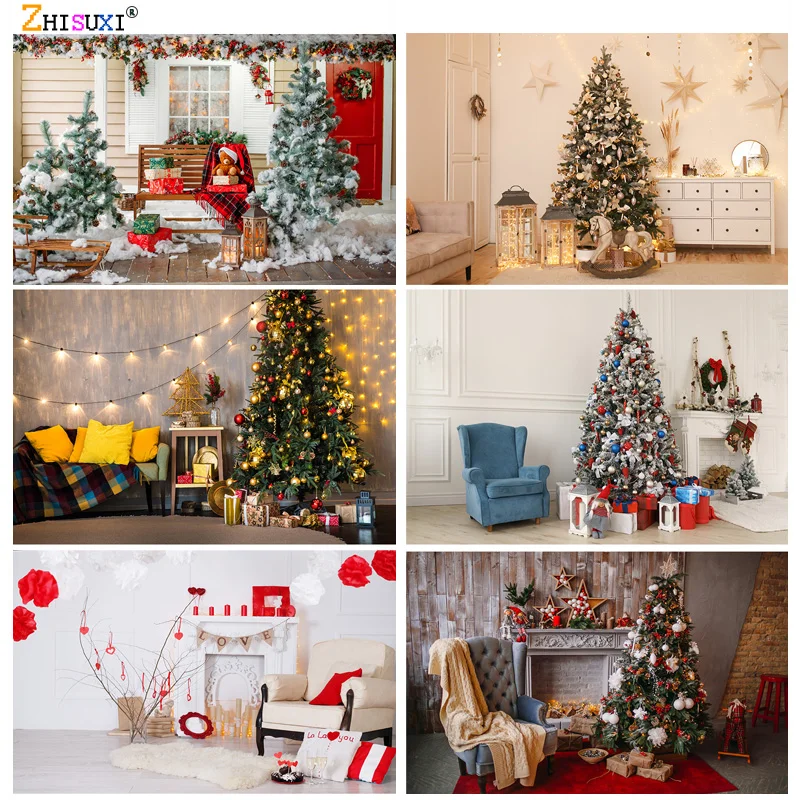 

Christmas Indoor Theme Photography Background Christmas tree Children Portrait Backdrops For Photo Studio Props 21518 HYD-01