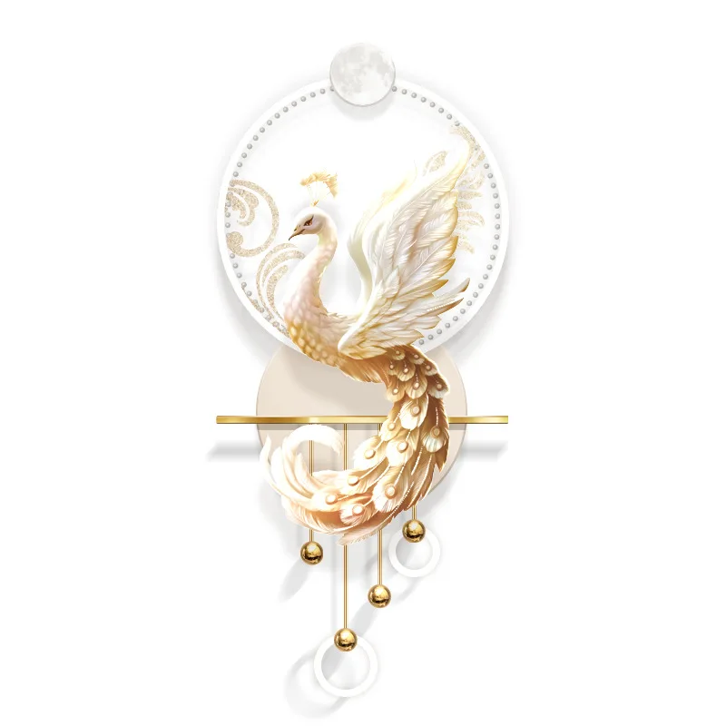 

Cream wind entrance decorative painting peacock corridor end creative wall lamp hanging painting simple led three-dimensional
