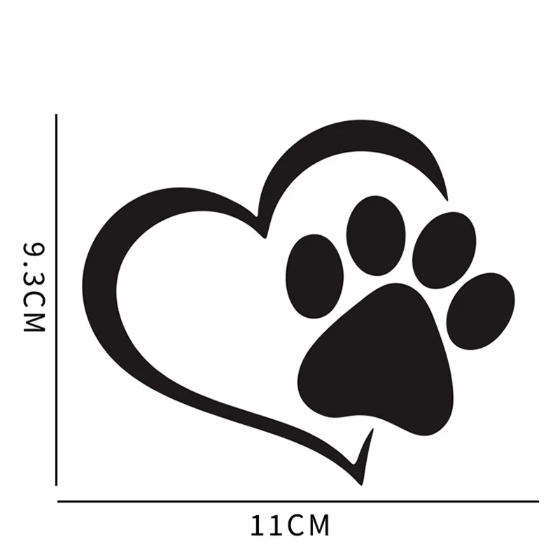 Love Heart Dog Paw Footprint Vinyl Sticker for Car Window Bumper Night Driving Warning Animal Theme Exterior Decor Decal