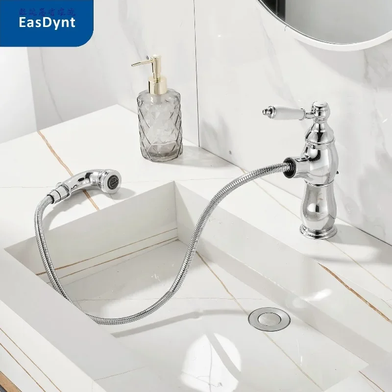 Pull shampoo basin Copper material Faucet basin Under the counter Hot and cold bathroom Sanitary ware