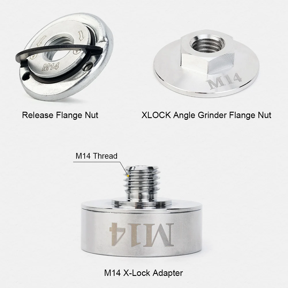Tuerca con brida de liberación rápida Solidure para amoladora angular X-LOCK de rosca de 5/8 "-11 o M14, convertir y instalar hojas de sierra, discos de pulido