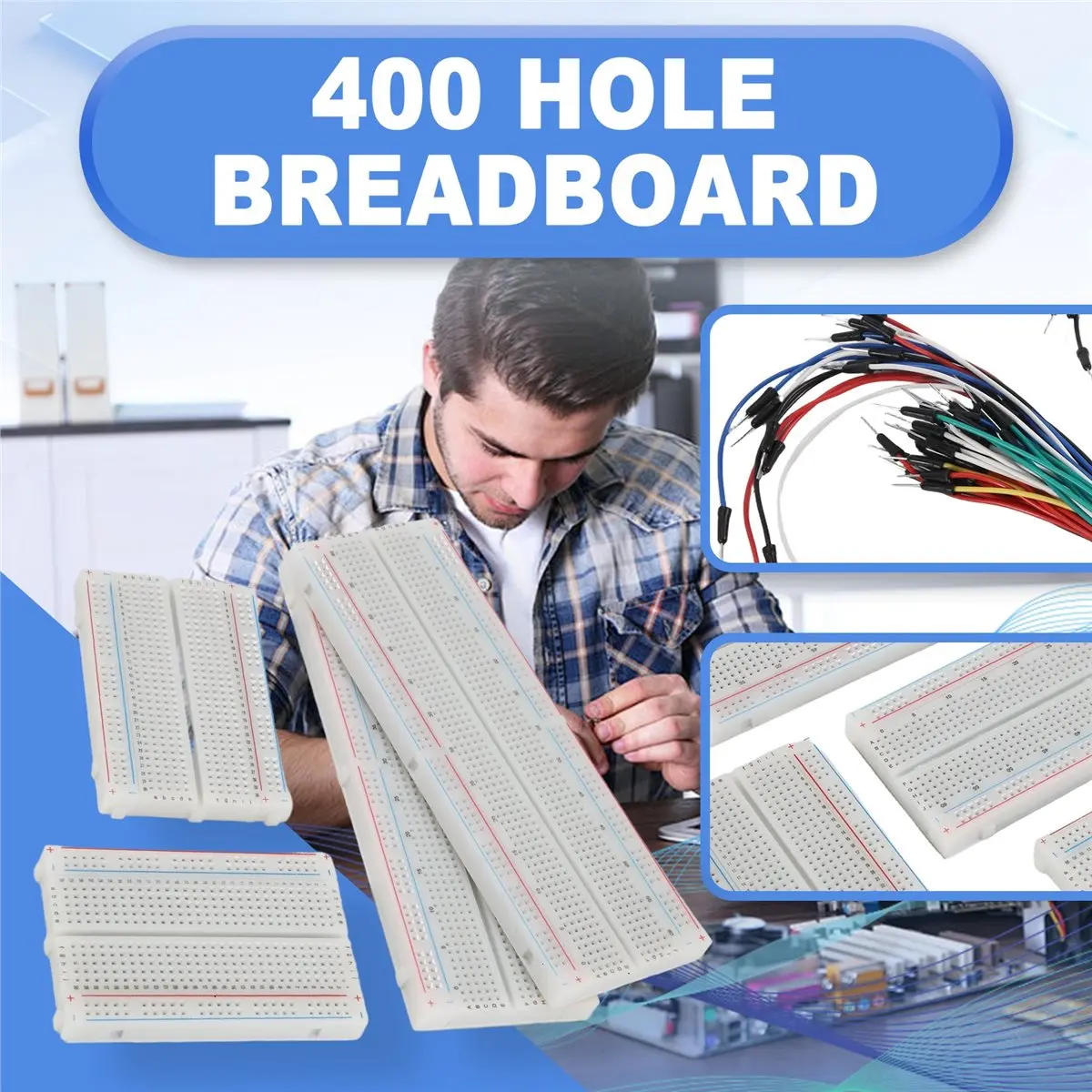 OK Solderless Breadboard Kit 2 Pcs 830 Tie Points + 2Pcs 400 Tie Points + 2 Set 65Pcs Flexible Breadboard Jumper Wires