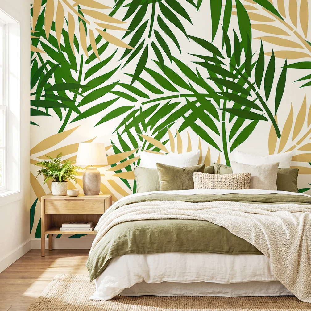 

Large Tropical Fern Leaf Wall Stencil Reusable Home Decor for Living Room Wall Floor Furniture Fabric Customization Template