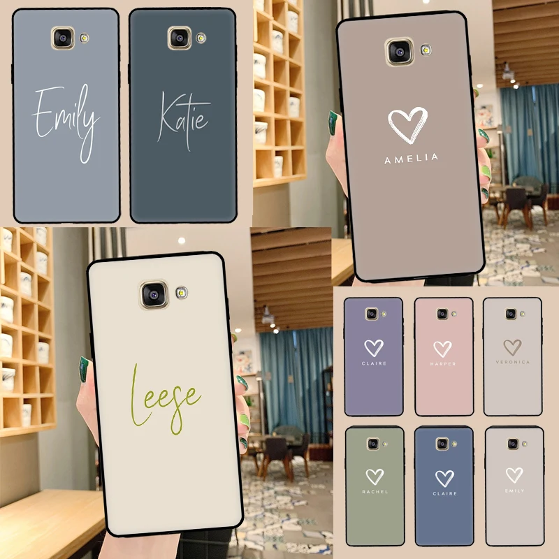 Capa de telefone com iniciais personalizadas, capa pastel para Samsung Galaxy J4, J6 Plus, A6, A8, A9, J8 2018, A3, A5, J3, J5, J7, 2016, 2017, caixa do telefone