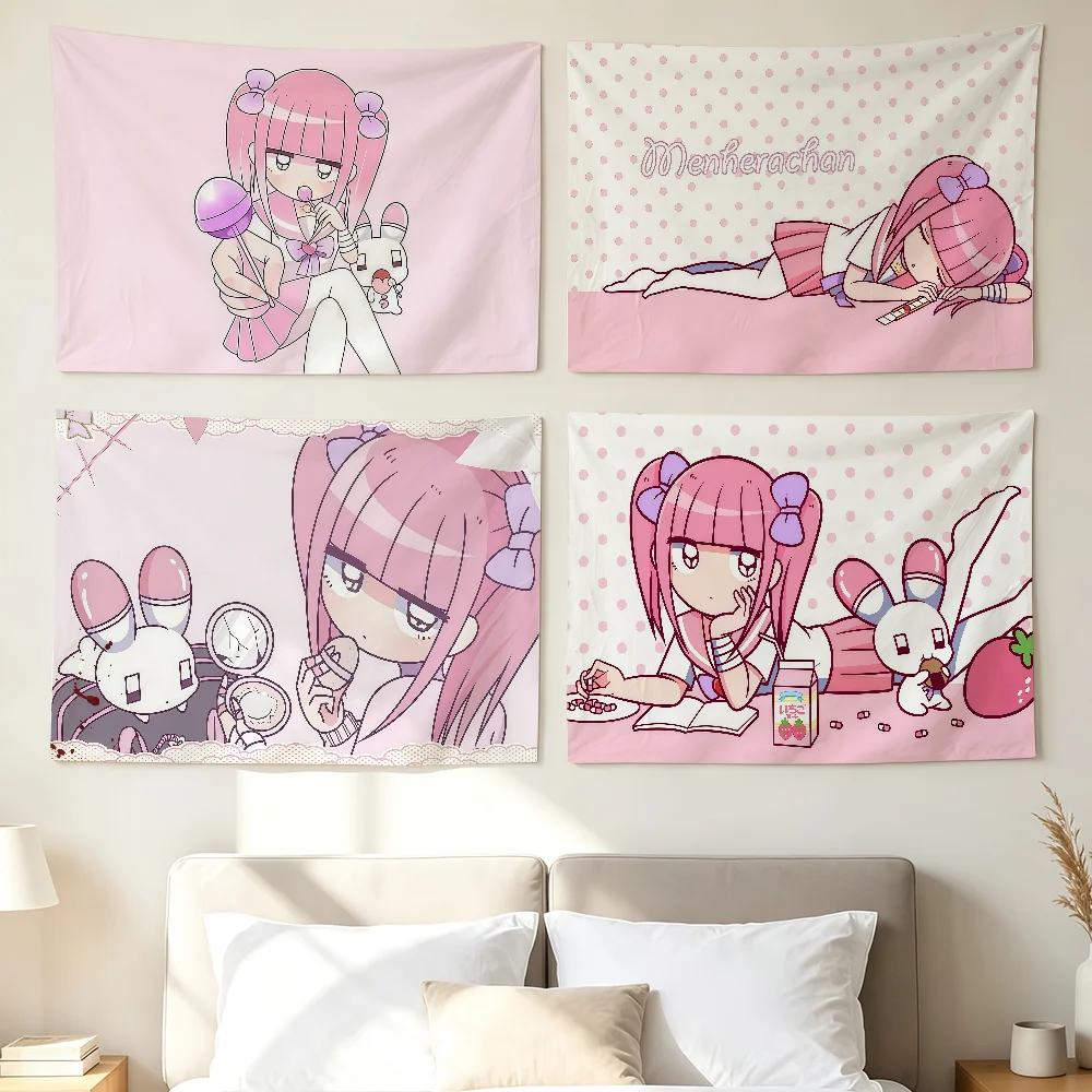 Anime Menhera Yami Kawaii Flag Wall Decorations Home Decor Suitable For Living Rooms Bedrooms Dormitories Parties And Holidays