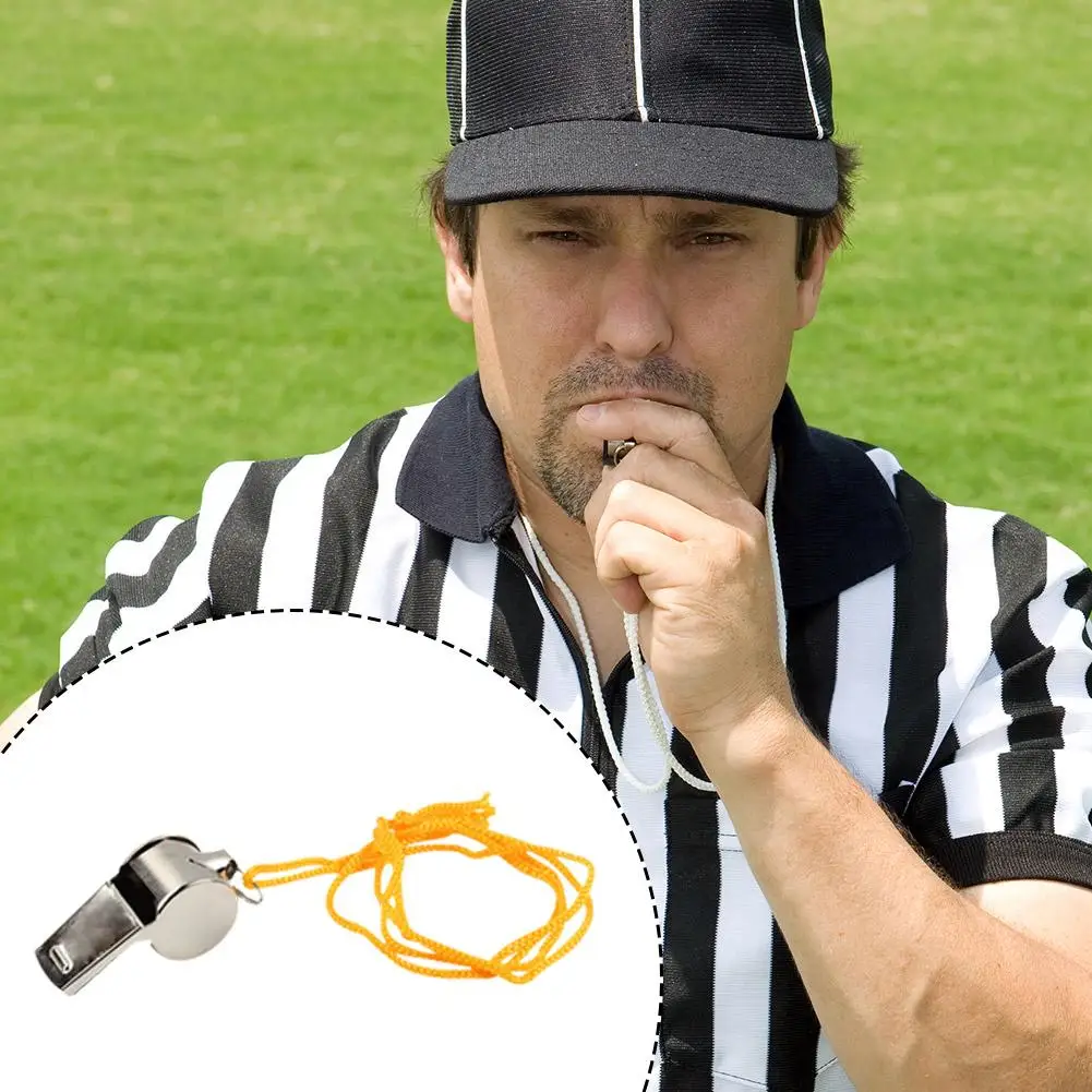 24pcs Stainless Steel Whistle Loud Voice With Lanyard Professional Referees Whistle Lifeguards Survival Tool