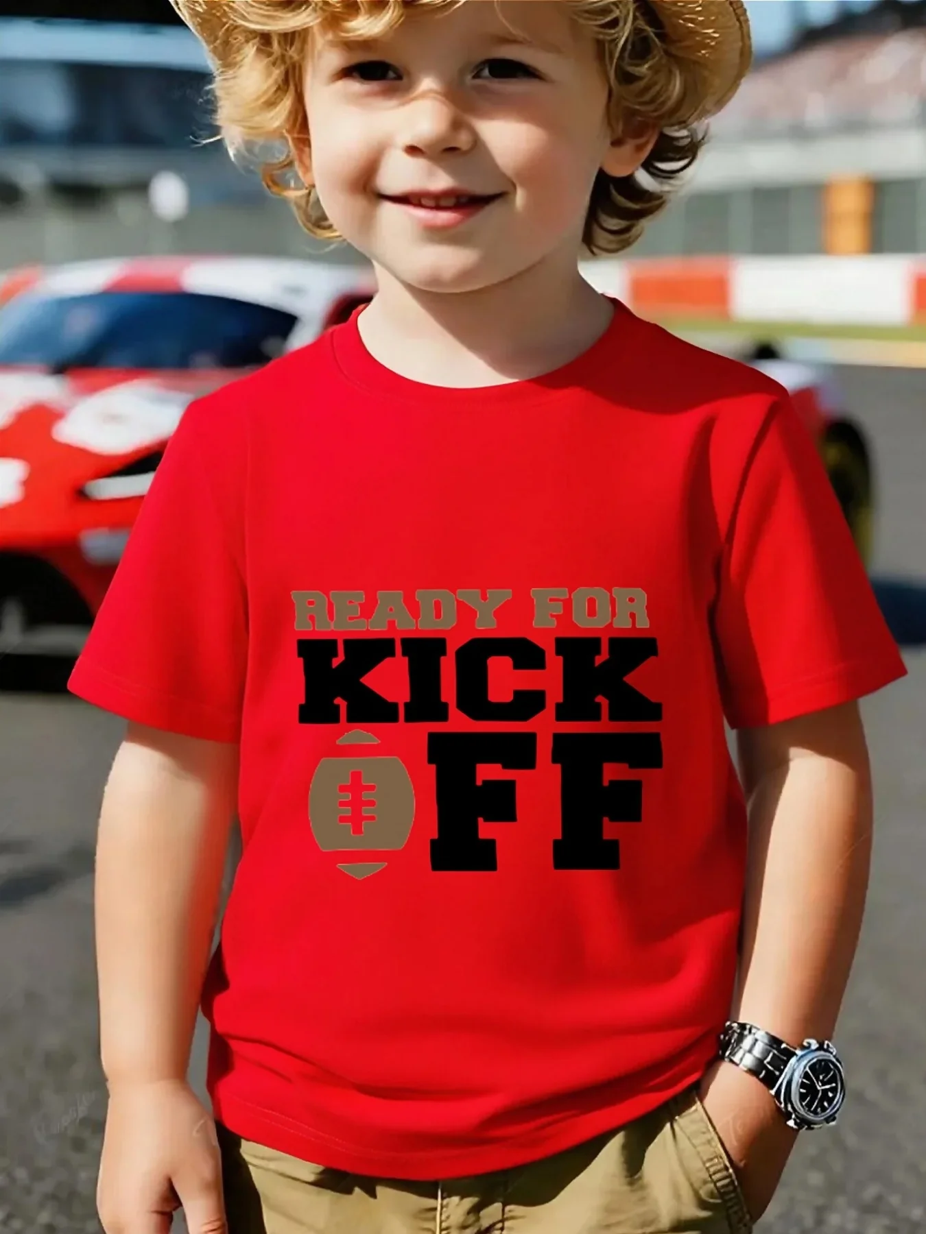 Ready For Kick Off Football Family Matching T Shirt Boys Girls Short Sleeve Summer Crew Neck Parent Child Sports Casual Tops