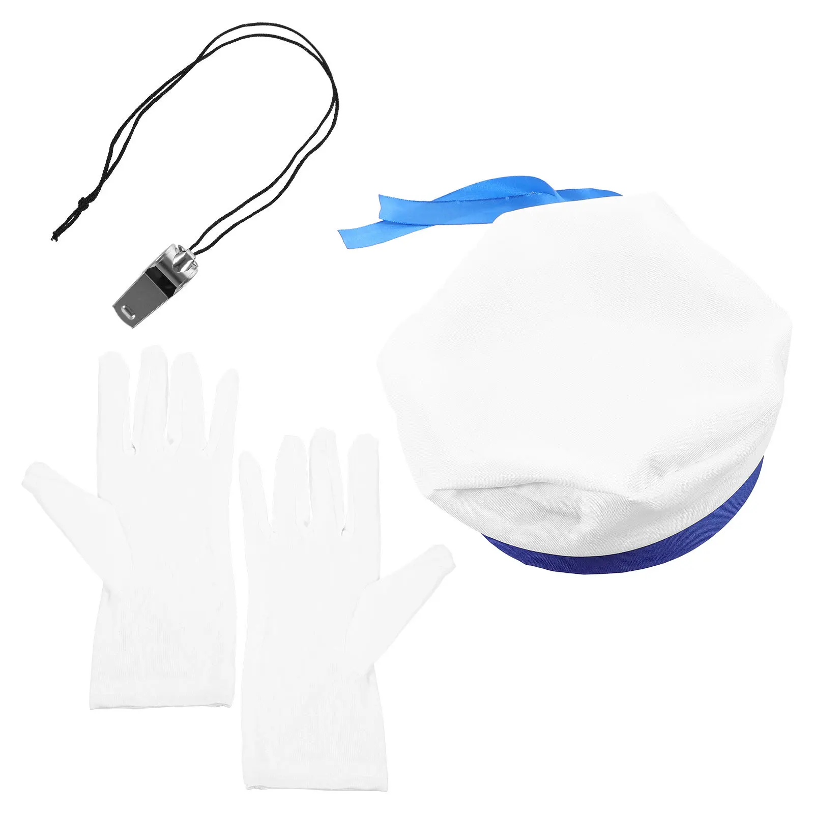 

1 комплект, темно-синяя шляпа капитана, аксессуары для костюмов для косплея, легкий прочный матросский вечерние перчатки со свистком для ролевых игр, морской костюм