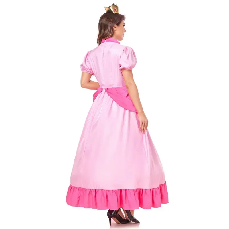 Disfraz de princesa Peach para adultos, vestido rosa elegante para mujer, fiesta de Cosplay, mascarada de Halloween, traje, ropa para el escenario
