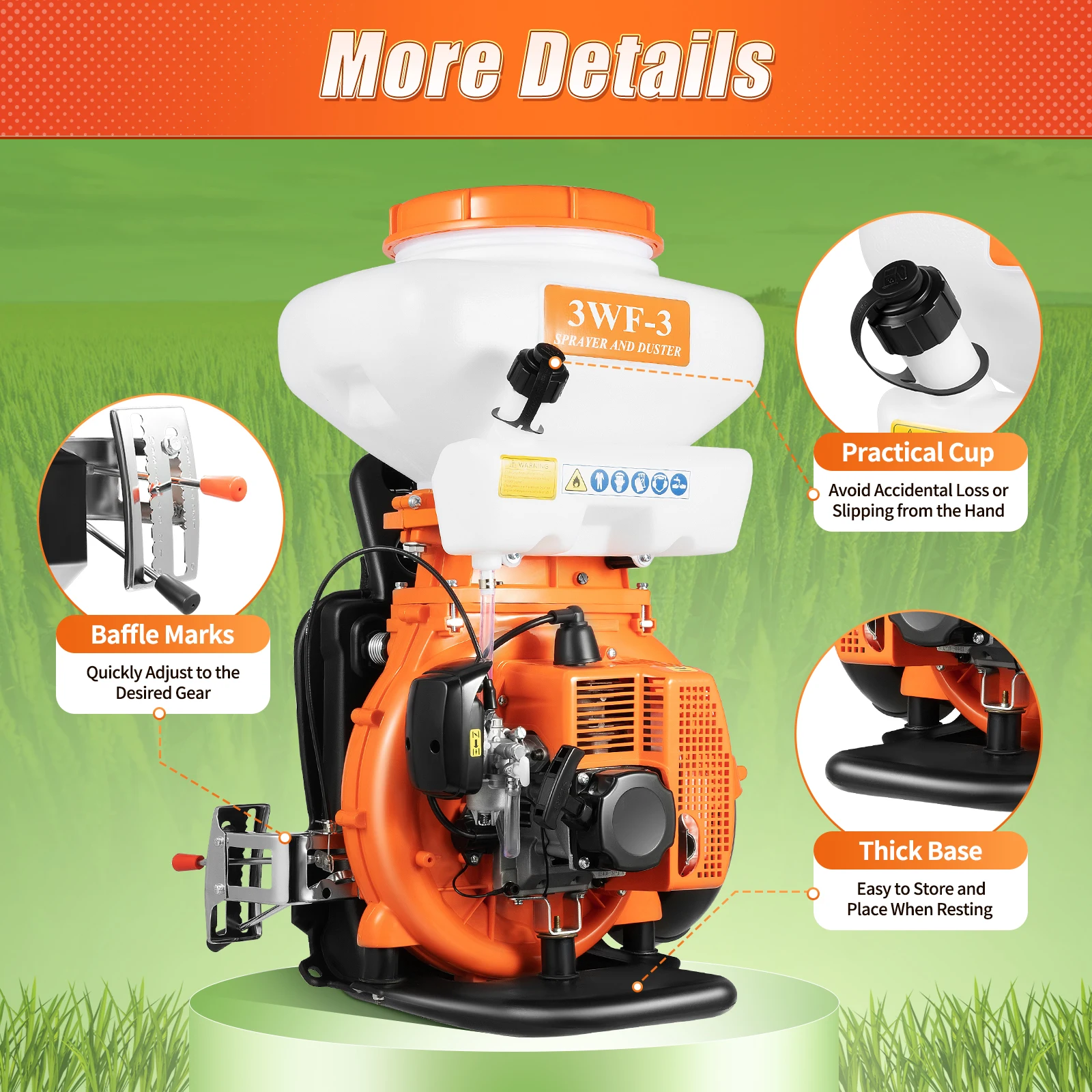 3WF-3 Backpack Fogger Sprayer Dusting Blower Agricultural Gas Mosquito Insecticide 14L Stroke Sprayer 7500 r/min