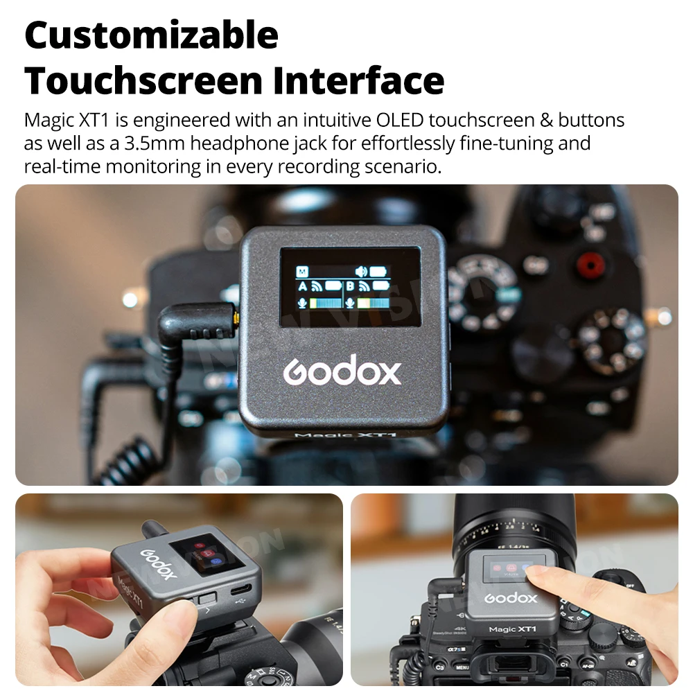 نظام ميكروفون لاسلكي Godox Magic XT1 بسرعة 2.4 جيجا هرتز كحد أقصى. معالجة الصوت الاحترافية بطول 200 متر من LOS Range Pro تدعم تسجيل الصوت الرقمي