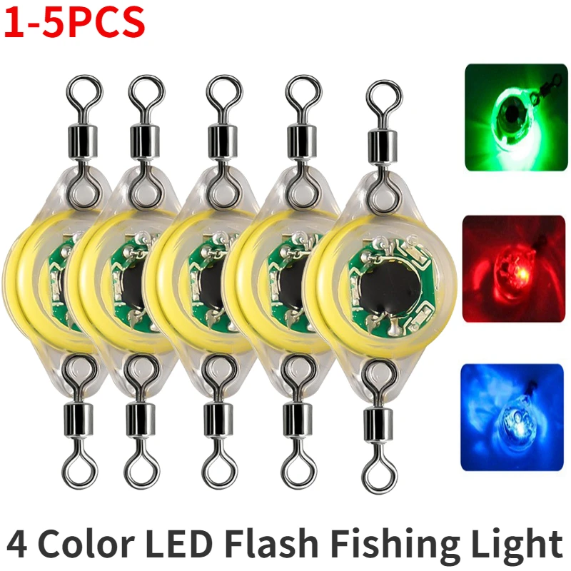 1-5pcs LED Fishing Lure Light Flashing 4Color Deep Drop Underwater Eye Shape Fishing Squid Fishing Bait Luminous Attracting Fish