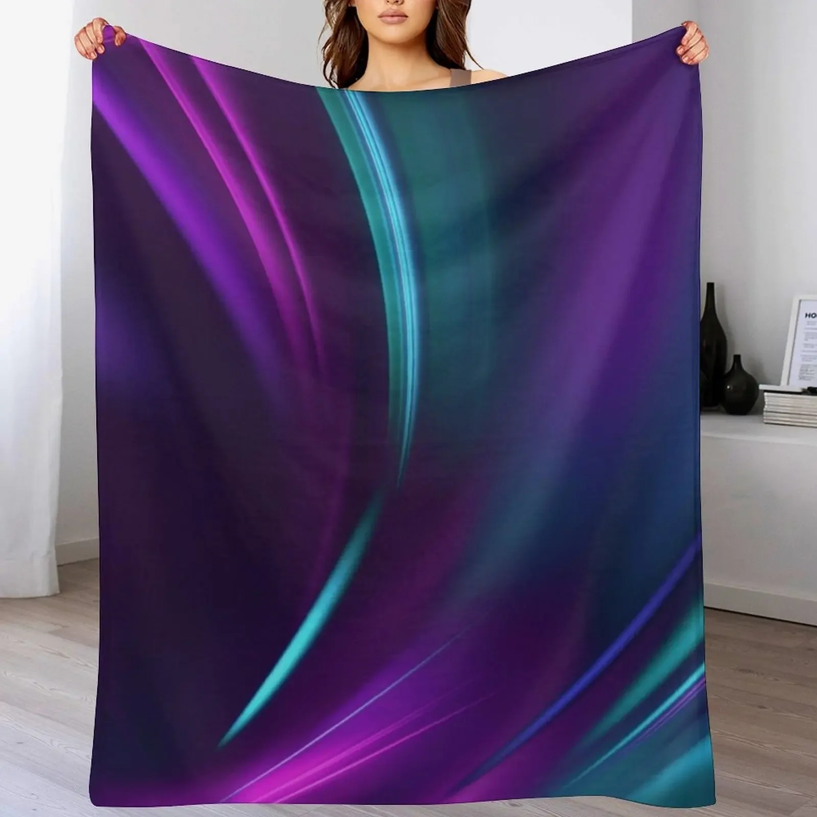 Purple Teal Swirl Throw Blanket Cozy Sofa Blanket for TV Watching Napping