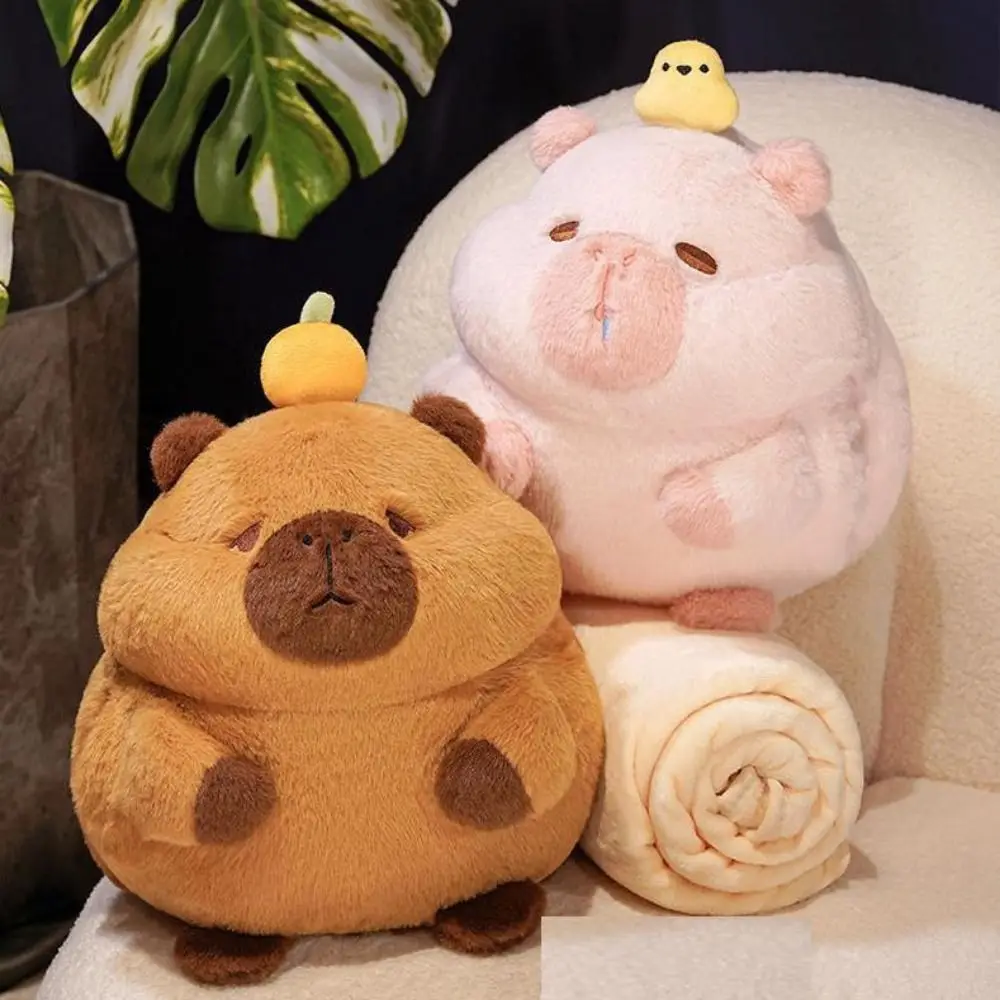 With Blanket Warming Capybara Hand Pillow Nap Pillow Multi-Function Capybara Plush Doll Soft Toy Cute Capybara Anime Fluffty Toy