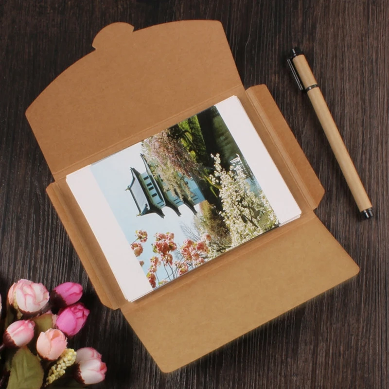 50pcs Blank Kraft Paper Envelope Postcards 6.2x4.1x0.2inch Black White Greeting Card Covers Photo Packaging Boxes for Crafts - view 4