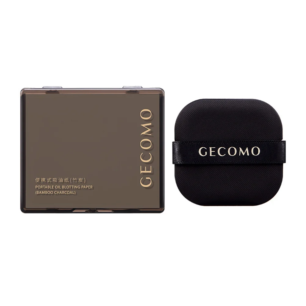 100 ورقة من ورق التحكم في الزيت مع علبة وبودرة منتفخة لامتصاص الزيت من فحم الخيزران وأوراق نفخ زيت الوجه للبشرة الدهنية #4