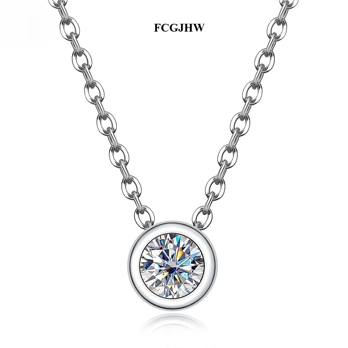 FCGJHW 4mm 0.3ct D Color Moissanite Round Brilliant Cutting 18K Gold Necklace Plated  45cm 925 Sterling Silver Necklaces 2026