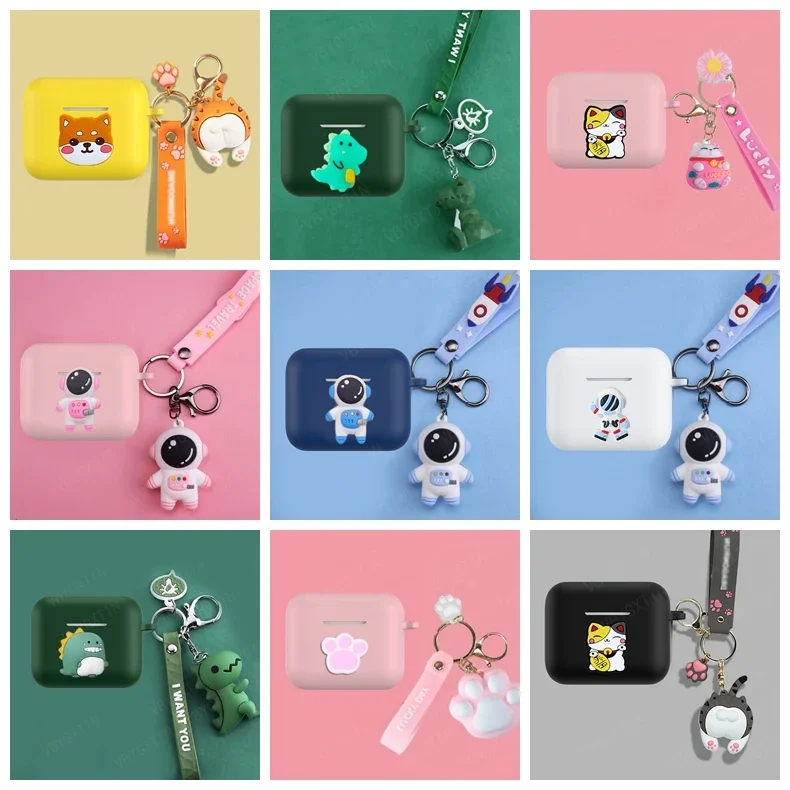 For SONY LinkBuds S Case Cartoon Astronaut / Cute Cat / Dog / Panda Silicone Earphones Cover with Keychain case fundas