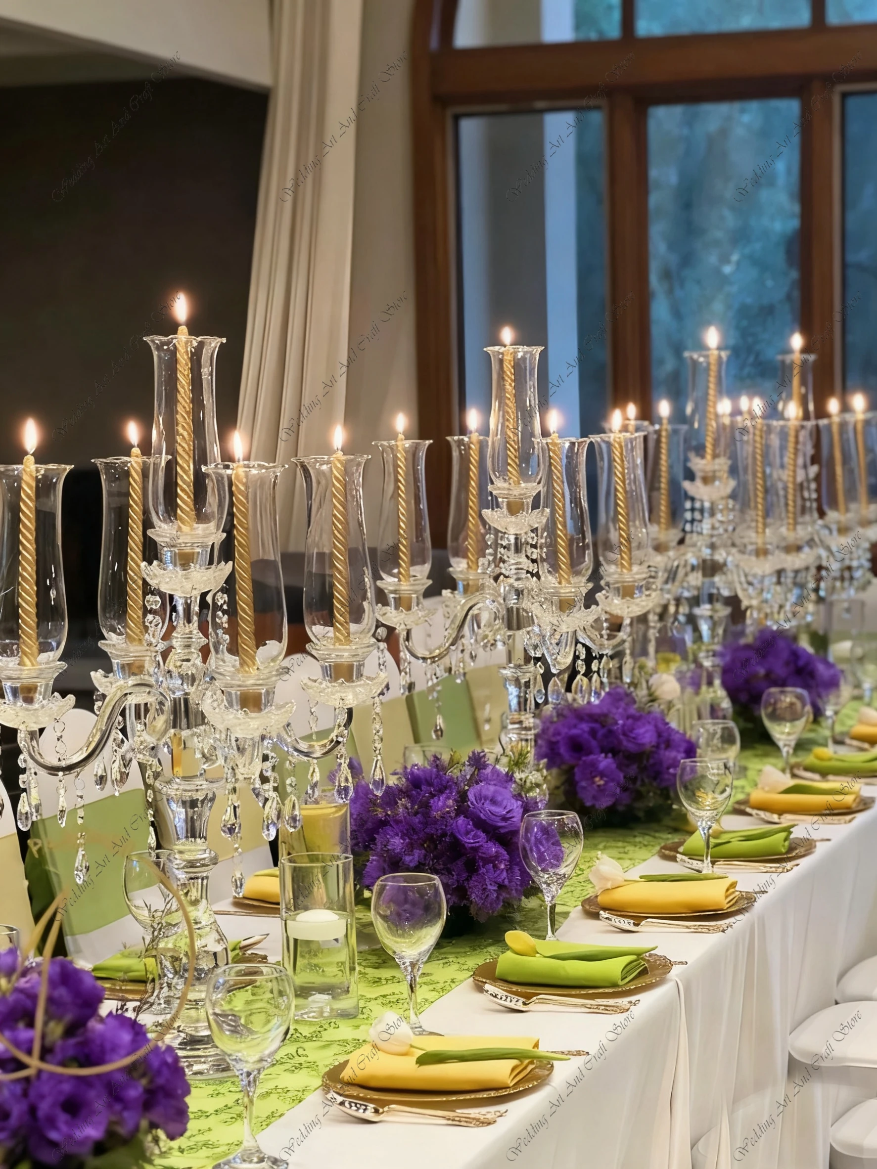 4pcs 5Arms f30 Crystal Glass Candle Holder Candlelight Dinner Candelabra Wedding Centerpieces Table Decorations ivy105