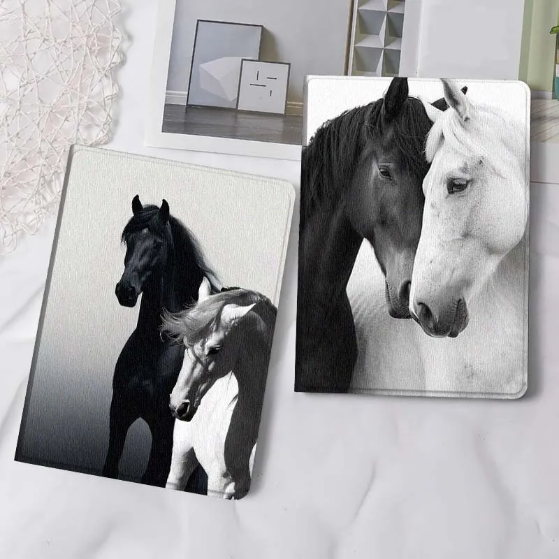 

Чехол для планшета с портретом черно-белой лошади, подарочный чехол для Samsung Tab Galaxy S6 S11 A A7 A8 A9 A11 10.1 10.4 10.5 Plus Lite