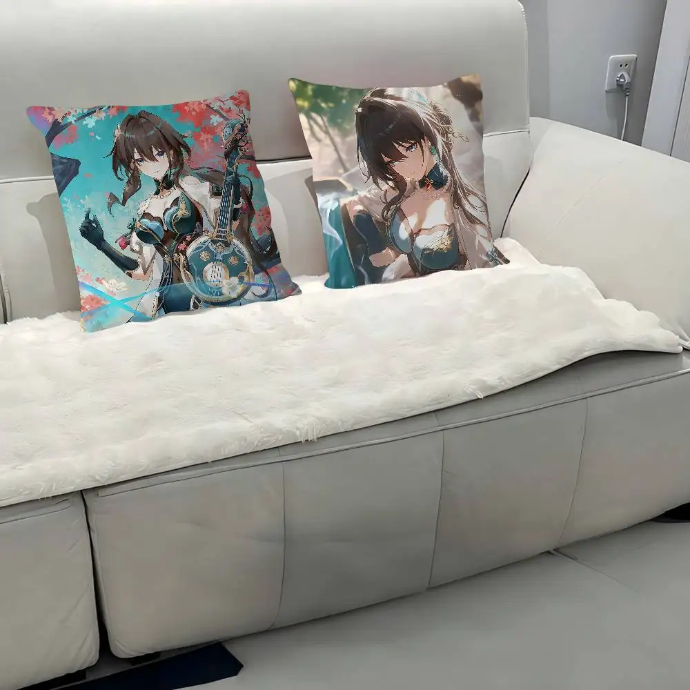 ANIME R-Ruan Mei Imagem personalizada Texto Almofadas decorativas para casa Presentes domésticos 45x45cm