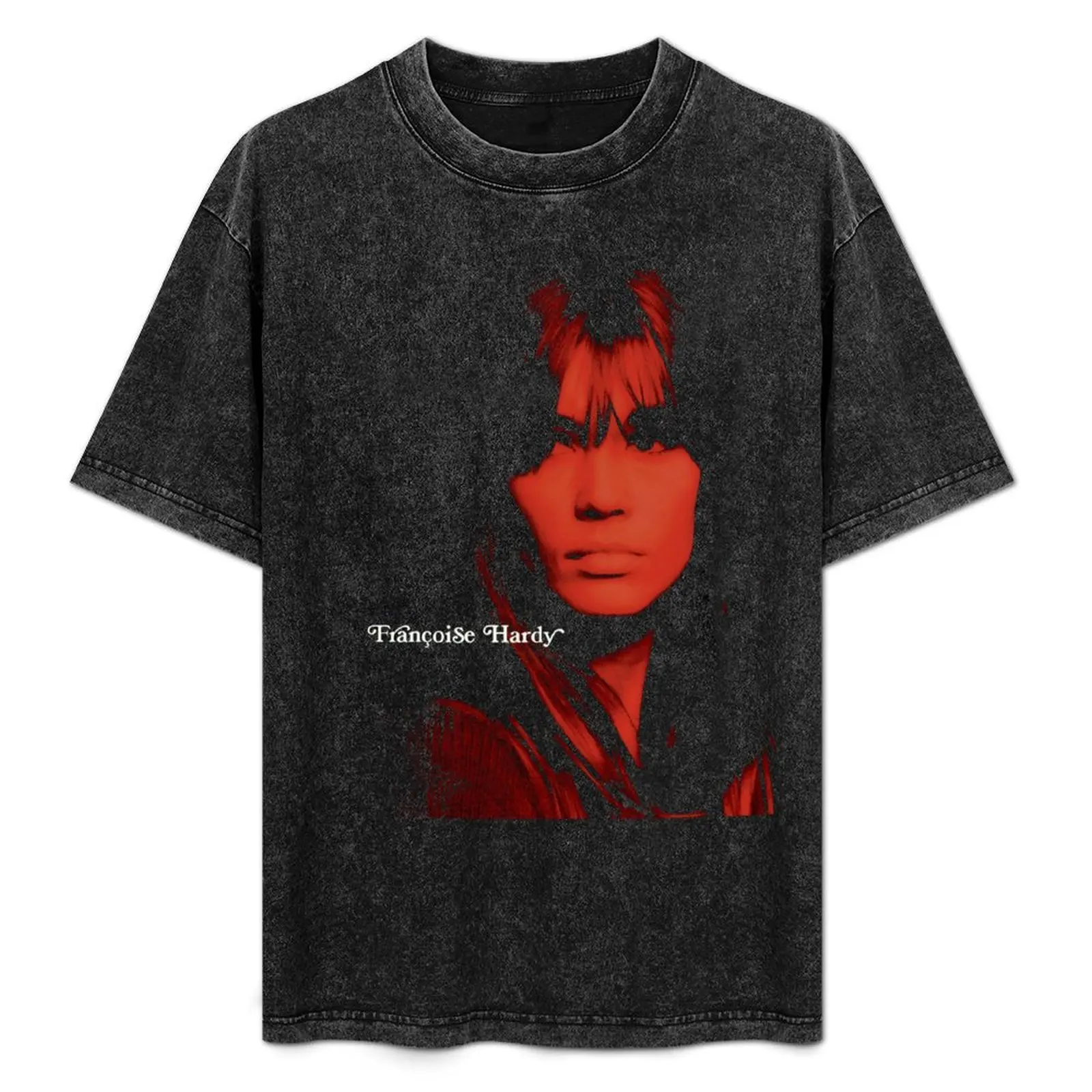 

FRANCOISE HARDY RED PORTRAIT T-Shirt Work Utility Short Sleeve Shirt