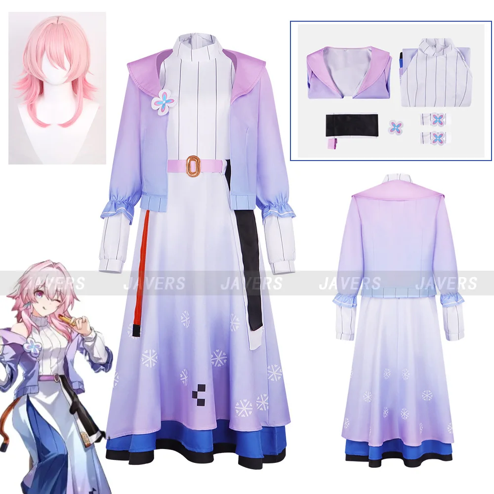 Spiel Honkai: Star Rail März 7. Cosplay Kostüm Astral Express täglichen Mantel Kleid Perücke Uniform Frau schöne Halloween Party Anzug