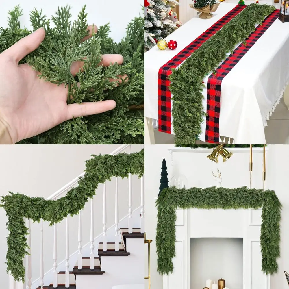 

6-футовая реалистичная рождественская гирлянда из искусственного кедра с гибкими ветвями для внутреннего и наружного праздничного декора