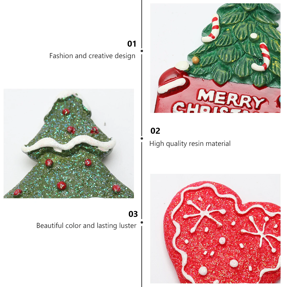 5 pçs adesivos de geladeira ornamento de resina para o natal diy decoração adorável artesanato material adorável pingente acessório