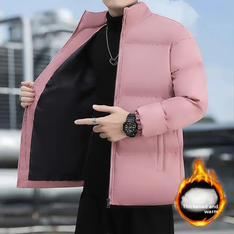 

Новая горячая распродажа сезона, мужская утолщенная теплая хлопковая куртка свободного покроя с воротником-стойкой, универсальная верхняя одежда, удобное зимнее пальто