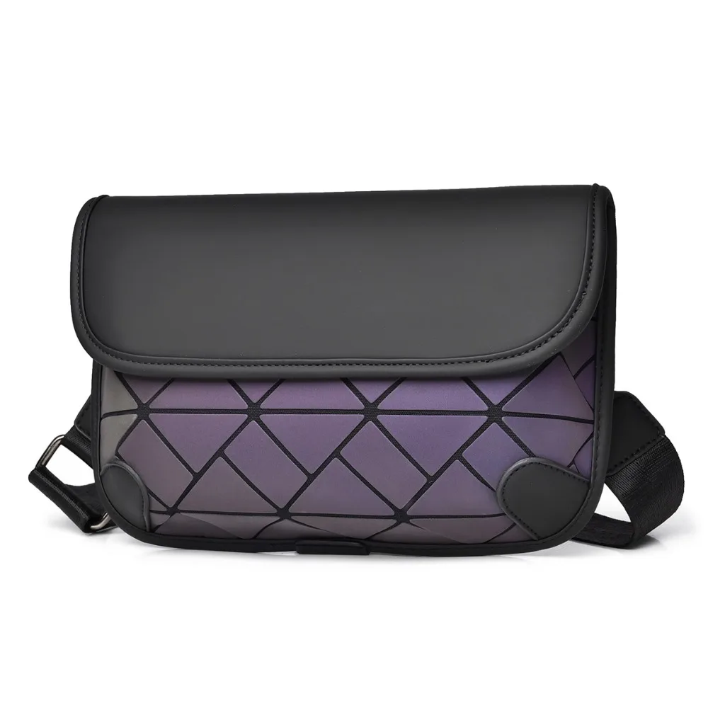 

Fashion PU Grid Shoulder Bag Waterproof Multi-function Men Crossbody Bag Large Capacity Colorful Men Chest Bag Men/Women
