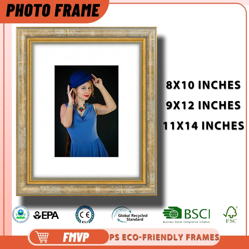 

Best Selling Frame Gold Patina Accent with Leaf Design Ideal for Classic Portraits Like Fashion Lady in Blue Dress Display Frame