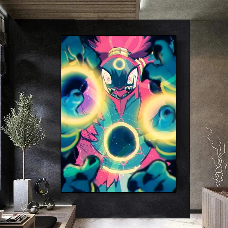 لوحة فنية جدارية قماشية من Pokémon Hoopa - ديكور أنمي حيوي لغرفة المعيشة